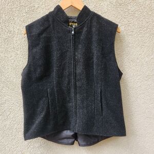 WYOMING TRADERS Men's Vest Size Large Black 100% Virgin Wool Western Pockets